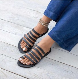 Resim DaphneSandals El Yapımı Hakiki Deri Siyah Kadın Terlik - M5136 