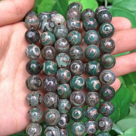Resim TAANANTA 10 Adet Tibet Dzi Akik Boncuk - Koyu Yeşil Siyah-Kahverengi Çizgili, Pürüzsüz Parlak Yüzeyli Yuvarlak Boncuklar, DIY Takı Yapımı, Bileklik, Kolye ve Pandantifler İçin - Başlangıçtan Uzmanlara Uygun Şık Boncuklar, Yüksek Kalite Tibet Tarzı Boncuklar 