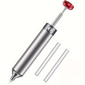 Resim Profesyonel Kırmızı Düğmeli ve Alüminyum Alaşımlı Gövdeli Lehim Çıkarma Pompası – Kolay Lehim Çıkarma için 50mm Silikon Hortum Dahil, Gri, 155 x 18mm, Hafif 60g, Elektronik Tamir Aracı | Ergonomik Tasarım | Dayanıklı Yapı 