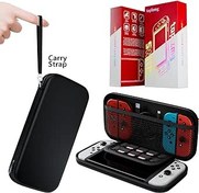 Resim taplzmg case for Nintendo switch/ Switch oled switch carrying case with 10 Game Cartridges Hard Shell Travel Switch Pouch for Console & Accessories for Switch Console Pro Controller Accessories Black 