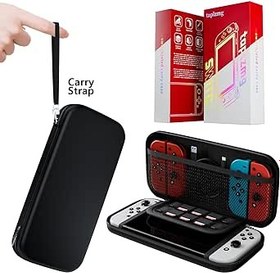 Resim taplzmg case for Nintendo switch/ Switch oled switch carrying case with 10 Game Cartridges Hard Shell Travel Switch Pouch for Console & Accessories for Switch Console Pro Controller Accessories Black 