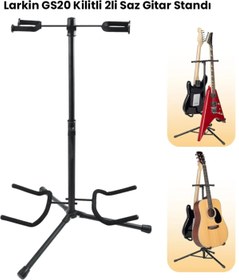 Resim Larkin GS20 Kilitli Çoklu 2li (İkili) Ukulele Saz Akustik Klasik Elektro Gitar Standı Sehpası 