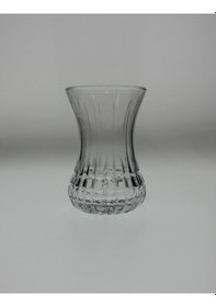 Resim Kristal Kesme Bakara Desen İnce Belli Çay Bardağı 6 Adet 