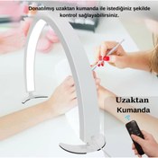 Resim SMAYLİNG Katlanabilir Masa Üstü Ay Lambası 36 Yükseklik 73 En Kumandalı Kirpik Kaş ve Tırnak LED Masa Lambası 