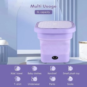 Resim Mini Katlanabilir Çamaşır Makinesi Kamp, Karavan, Seyahat, 220V Girişli 