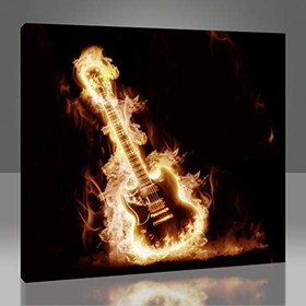 Resim Arty Tablo Alevli Elektro Gitar Tablo Amz-Imb186-X 30X45 
