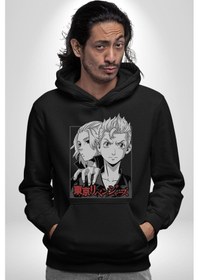 Resim Tokyo İntikamcıları Anime Tokyo Revengers Kadın Erkek Siyah Kapüşonlu Sweatshirt Hoodie Siyah 