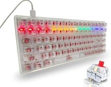 Resim coverzone Leananen K840 Type-C Kablolu Klananye Led RGB 104 Tuşlu Şeffaf Tuş Takımı Gökkuşağı Renler Mekanik Oyuncu Işıklı Klananye Ergonomik Tasarım Bilgisayar PC için Gaming Keyboard Kırmızı Switch - Şeffaf, Coverzone 