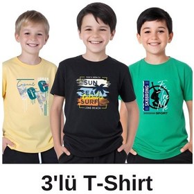 Resim Panios Kids 3'lü Hope-sun-sk Baskılı Erkek Çocuk Kısa Kollu T-shirt Çok Renkli 