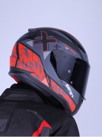 Resim LS2 Rapid Xtreet Mat Siyah - Kırmızı Kask Siyah Vizörlü 