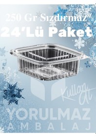 Resim 250 Gr Kapaklı Sızdırmaz Kullan-at Plastik Kase Paket Servis & Buzdolabı İçin 24 Lü 