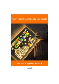 Resim Büyük Boy Led Aydınlatmalı Yazı Ve Çizim Tahtası 30x20 Cm Çok Renkli 