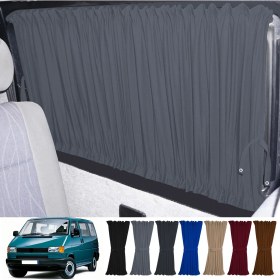 Resim Oto Pandami Volkswagen T4 - Transporter / Caravelle Uzun Şase 1990-2003 Uyumlu Gri Raylı Oto Perde Takımı 