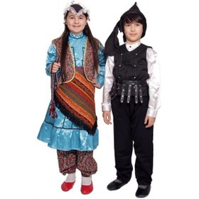 Resim Turkuaz Karadeniz Yöresel Kız Çocuk Kostüm, Renkli Ve Şık Tasarım Turkuaz Mavi 