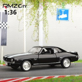 Resim RMZ City 1:36 Ölçekli Alaşım 1969 Corvette Modeli - Kırmızı ve Siyah, Geri Çekme Fonksiyonu, Açılan Kapılar, Gençler için Mükemmel Oyuncak Oyunu ve Koleksiyoncular için İdeal Doğum Günü Hediyesi, Vintage Araba Taklidi | Metal Yapı, Araba Dekoru 