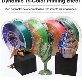 Resim Esun Mavi-turuncu-yeşil Silk Mystic Pla Filament 1.75mm. 1kg 