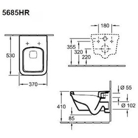 Resim Villeroy and Boch 5685HR01 Architectura Kenarsız Duvara Monte Klozet, Yumuşak Kapanma Özellikli - 370 x 530 mm 