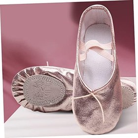 Resim pu dans ayakkabıları ayakkabı için kadın bale terlikleri bayanlar ayakkabı daireler kızlar için terlikler payetler dans bale daireler kız ayakkabı kız moda ayakkabılar pembe 