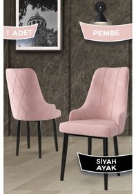 Resim Canisa Trex Serisi 1.sınıf Babyface Kumaş Sandalye Siyah Metal Ayak 1 Adet Pembe Sandalye Sandalye Pembe Ayaklar Siyah 