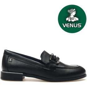 Resim Venüs Lepus Hakiki Deri Comfort Casual Oxford Ortopedik Kadın Ayakkabı Siyah 