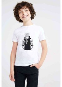 Resim Anime One Punch Man Baskılı Unisex Çocuk Beyaz T-Shirt (534789228) 