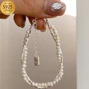 Resim S925 Ayar Gümüş İnci Bileklik: Zarif ve Lüks, Günlük Kullanım ve Hediyelik Eşya İçin Mükemmel (Gümüş: 3.8g/0.14oz) 