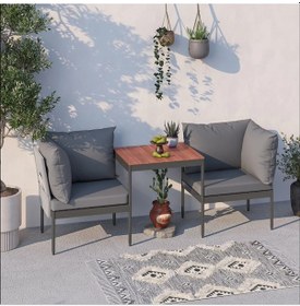 Resim Limni Home Mini Multilounge Bahçe Balkon Mobilyası Şezlong Gri 