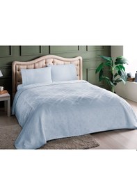 Resim Taç Arlette Mavi Çift Kişilik Pike Takımı Taç Pike Takımı Jakar Mavi 