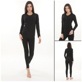 Resim Sauna Suit Termal Içlik, Unisex Kışlık Sıcak Tutan Pamuklu Yakmayan, Termal Alt Üst Takım, Termal Fanila Iclik Siyah 