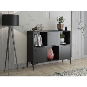 Resim Bessonshome Wood'N Love Orbit Premium 3 Kapaklı Metal Ayaklı Çok Amaçlı Dolap 