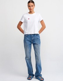 Resim Dilvin Vintage Görünümlü Wideleg Denim Pantolon Mavi 