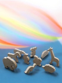 Resim Dik Durabilen 10 Farklı Ahşap Hayvanlar Boyama Seti, 6 Lı Boya Ve 