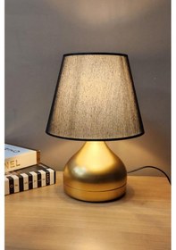 Resim Alara Gold Ayaklı Abajur Masa Lambası Siyah Şapka Salon Yatak Odası Abajur Gold 
