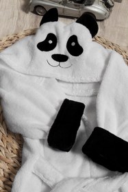 Resim Tanem Home %100 Pamuk Panda Desen Nakışlı Çocuk Bornozu Kız / Erkek 