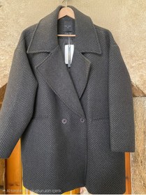 Resim Hilals Butik Oversize Standart Beden BalıkSırtı Desenli Kısa Kaşe Kaban 