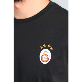 Resim Galatasaray Orijinal Logolu Siyah T-Shirt Ahşap Kutu Hediyeli 