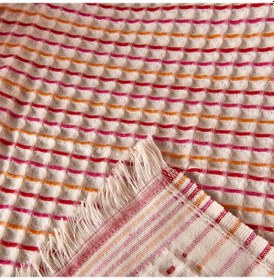 Resim Soft Waffle Koltuk Şalı - Ekru / Bordo - 120x170 Cm Çok Renkli 