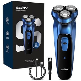 Resim Sejoy 3d Döner Elektrikli Tıraş Makinesi Erkekler İçin Gelişmiş Kuru Islak Blue Büyük Britanya 1 Saat 