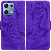 Resim Xiaomi Redmi Note 14s 4g İçin Klasik Stil Cüzdan Kılıfı Deri Cüzdan Standı Koruyucu Kabartmalı Sevimli Kaplan 
