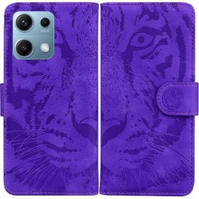 Resim Xiaomi Redmi Note 14s 4g İçin Klasik Stil Cüzdan Kılıfı Deri Cüzdan Standı Koruyucu Kabartmalı Sevimli Kaplan 