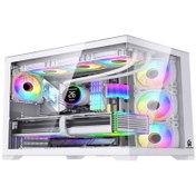 Resim GM Game Master F-7 Lite Gaming Beyaz Atx Akvaryum Kasa Tuştan Değişen Rgb 750 Watt Beyaz PSU 