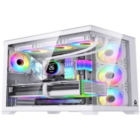 Resim GM Game Master F-7 Lite Gaming Beyaz Atx Akvaryum Kasa Tuştan Değişen Rgb 750 Watt Beyaz PSU 