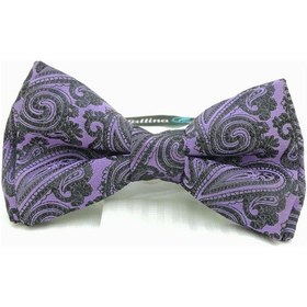 Resim Lila Siyah Şal Desenli Farfallina Papyon Lila - Siyah 