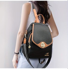 Resim Dashanshop 2024 Yeni Kanguru Siyah 21x17x32 Sahte Deri Sırt Çantası Moda Büyük Kapasiteli Kız Okul Çantası 1 Pcs 20l Black 