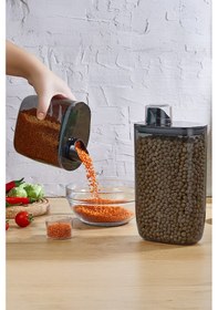 Resim İronika 6'lı Silikon Kapaklı Ölçülü Saklama Erzak Bakliyat Kabı Kutusu Seti 2100 Ml Antrasit 