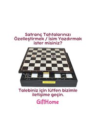 Resim Rustik Ceviz Desenli Mdf Ahşap Sandıklı Satranç Tahtası 36x36x6 Cm 