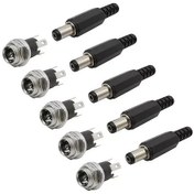 Resim 5 Takım Dc Şase 2,1Mm Metal Üstten Somunlu Ve Dc Jak Fiş 5 Takım 