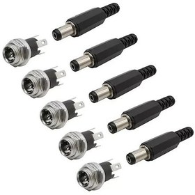 Resim 5 Takım Dc Şase 2,1Mm Metal Üstten Somunlu Ve Dc Jak Fiş 5 Takım 