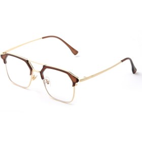 Resim Angel Eyes Kahverengi ve Altın Metal Çerçeveli Kare Retro Unisex Gözlük Dayanıklı ve Modern UV400 Koruma 