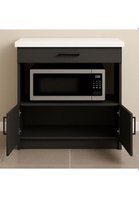 Resim Nexa Çok Amaçlı Dolap - Mikrodalga - Erzak - Mutfak - Kiler Dolabı - 80 Cm Antrasit - Beyaz 